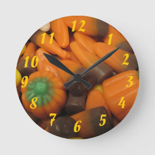 Reloj Redondo Mediano Autumn Candy Corn Clock