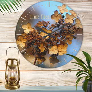 Reloj Redondo Mediano Autumn Hydrangea Time Flies