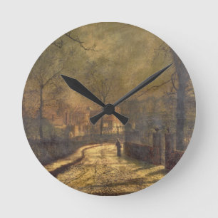 Reloj Redondo Mediano Autumn Scene, Leeds, 1874 (oil on board)