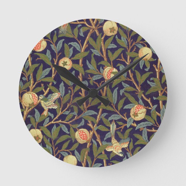 Reloj Redondo Mediano Ave William Morris Y Pomegranato (Anverso)