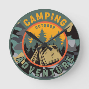 Reloj Redondo Mediano Aventura al aire libre de camping