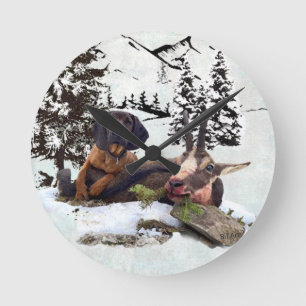 Reloj Redondo Mediano Aventura de caza de cabras de montaña