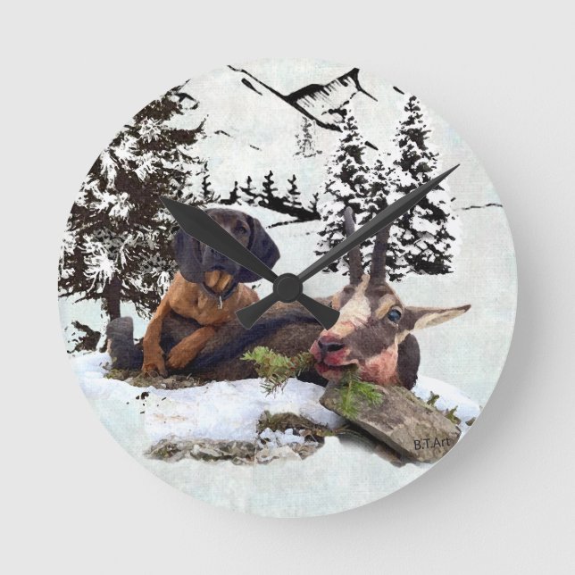 Reloj Redondo Mediano Aventura de caza de cabras de montaña (Anverso)