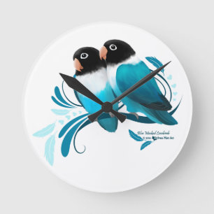 Reloj Redondo Mediano Aves Aves De Carne Azul