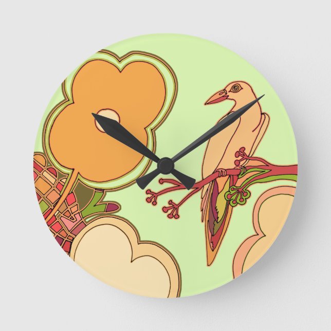 Reloj Redondo Mediano Aves caprichosas (Anverso)