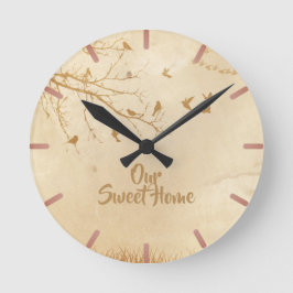 Reloj Redondo Mediano Aves encantadoras toman un descanso y encuentran s