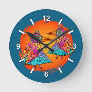 Reloj Redondo Mediano Aves llenas de color