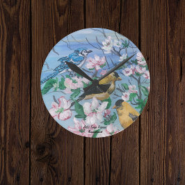 Reloj Redondo Mediano Aves Nueva Colección Arte Original Pintado A Mano