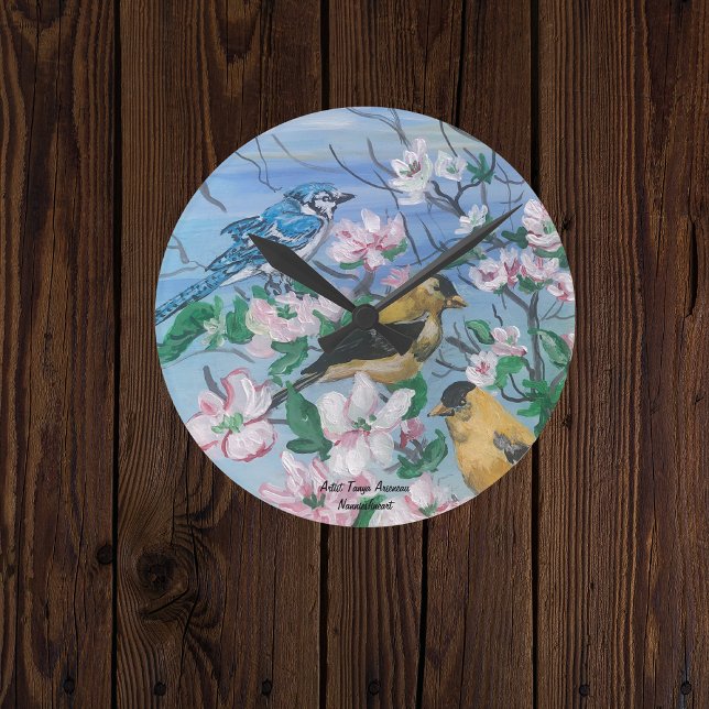 Reloj Redondo Mediano Aves Nueva Colección Arte Original Pintado A Mano (Subido por el creador)