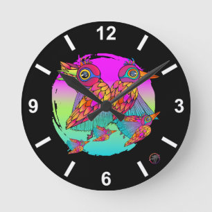 Reloj Redondo Mediano Aves y color