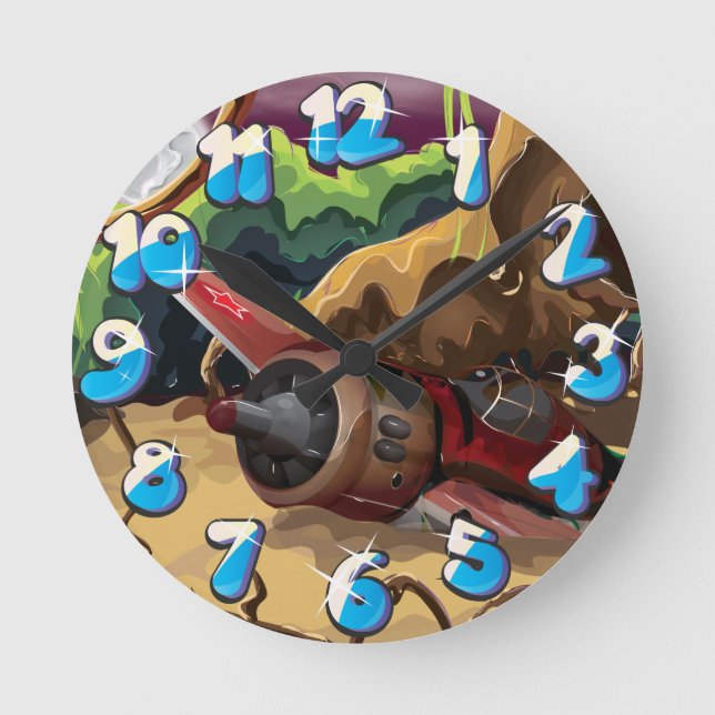 Reloj Redondo Mediano Avión de combate de la guerra mundial caído (Anverso)