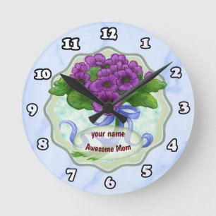 Reloj Redondo Mediano Awesome Mom Bouquet