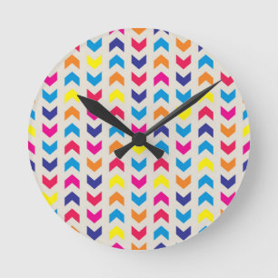 Reloj Redondo Mediano Aztec Chevron colorido