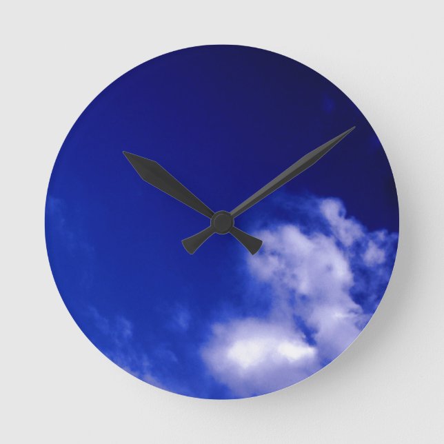 Reloj Redondo Mediano Azul cielo único Moda moderna mínima (Anverso)