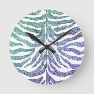 Reloj Redondo Mediano azul de impresión cebra Round Clock