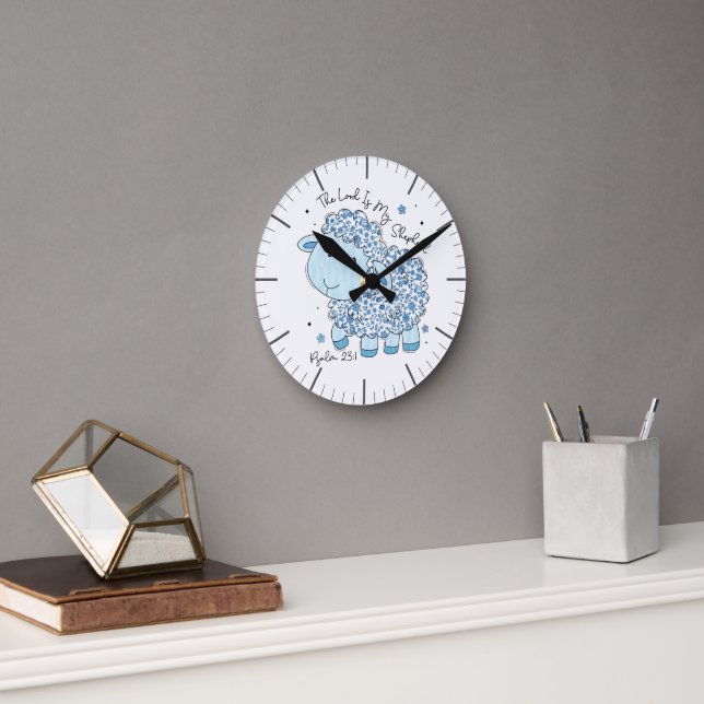 Reloj Redondo Mediano Azul de inspiración religiosa (Oficina)