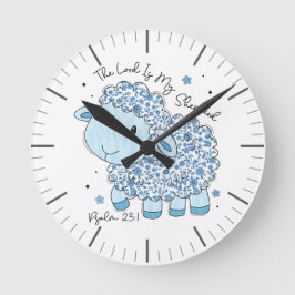 Reloj Redondo Mediano Azul de inspiración religiosa