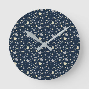 Reloj Redondo Mediano Azul de la Marina Moderna de Star Elegant