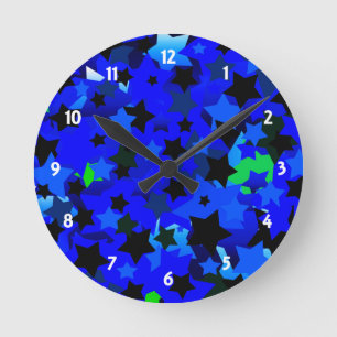 Reloj Redondo Mediano Azul de las estrellas de rock Punk