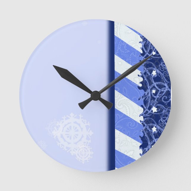 Reloj Redondo Mediano Azul del invierno (Anverso)