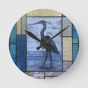 Reloj Redondo Mediano Azul garza con azul