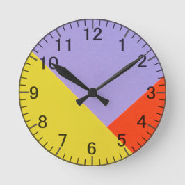 Reloj Redondo Mediano Azul geométrico moderno, mostaza, retro Naranja