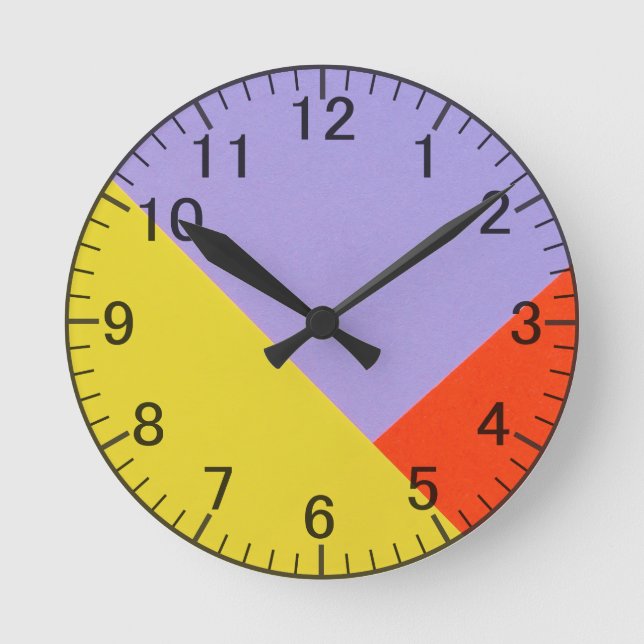 Reloj Redondo Mediano Azul geométrico moderno, mostaza, retro Naranja (Anverso)