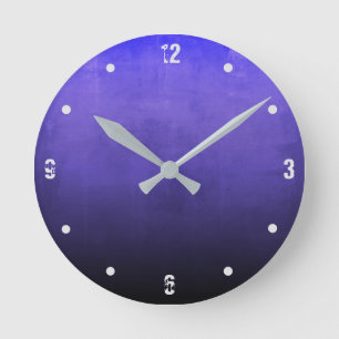 Reloj Redondo Mediano Azul morado negro ruso moderno oscuro resumen