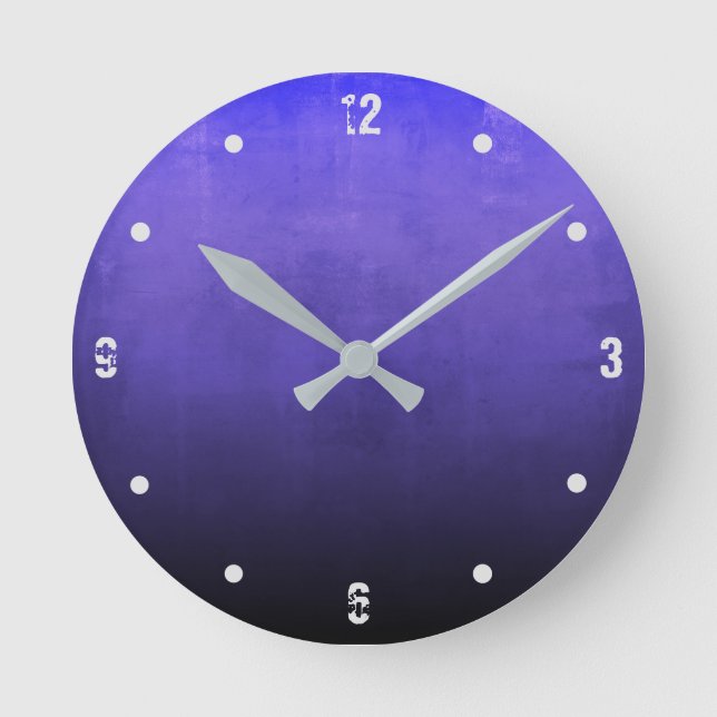 Reloj Redondo Mediano Azul morado negro ruso moderno oscuro resumen (Anverso)