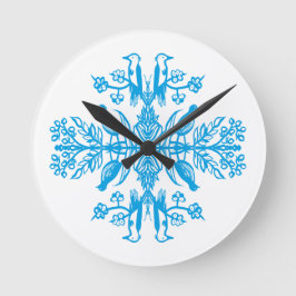 Reloj Redondo Mediano Azul rústico naturaleza Pájaros azules Vintage.