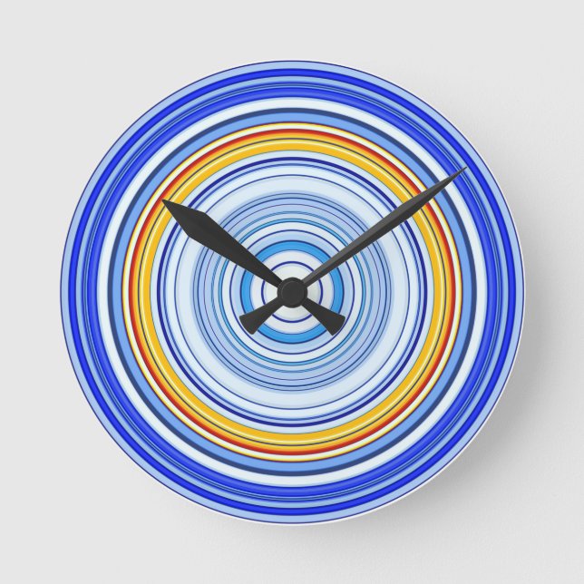 Reloj Redondo Mediano Azul y Amarillo (Anverso)
