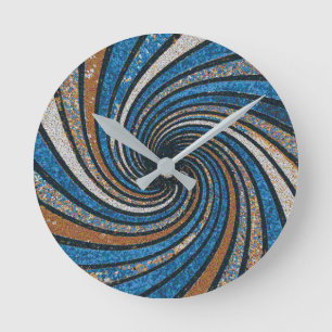 Reloj Redondo Mediano Azul y oro