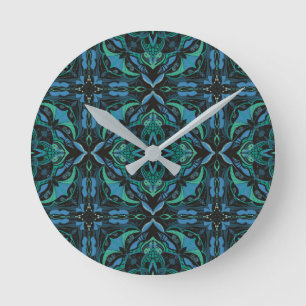 Reloj Redondo Mediano Azulejo azul azul azul azul azuljo mosaico español