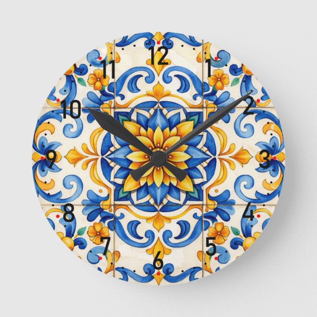 Reloj Redondo Mediano Azulejo Time Shouter Clock (Anverso)