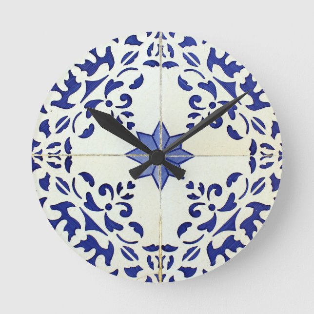Reloj Redondo Mediano Azulejos (Anverso)