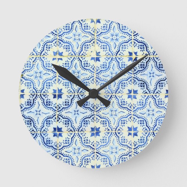 Reloj Redondo Mediano Azulejos, mosaicos portugueses (Anverso)