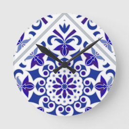 Reloj Redondo Mediano Azulejos portugueses azules y blancos