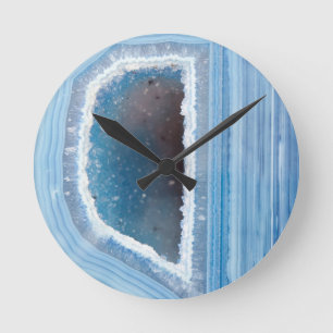 Reloj Redondo Mediano Azules claros Geode Druzy