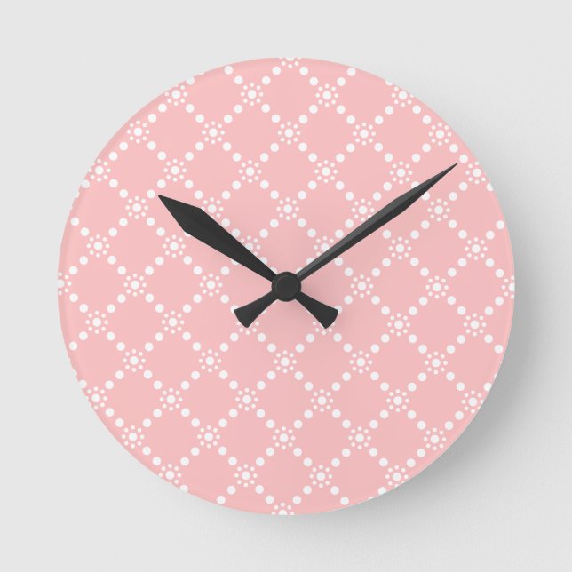 Reloj Redondo Mediano Baby Baby rosa mit weißen Blumen (Anverso)