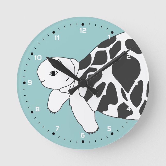 Reloj Redondo Mediano Baby Burmese Star Tortoise Wall Clock (blue) (Anverso)