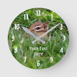Reloj Redondo Mediano Baby Chipmunk Peeking Animal