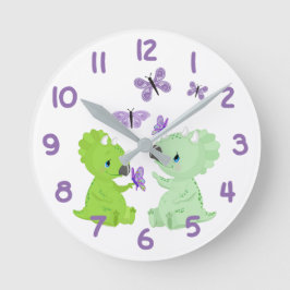 Reloj Redondo Mediano Baby Dinosaurs and Butterflies