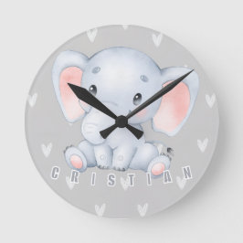 Reloj Redondo Mediano Baby Elephant Nursery Cute Decor 