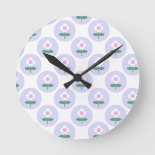 Reloj Redondo Mediano Baby Shower morado de flores de margarita en Fiest