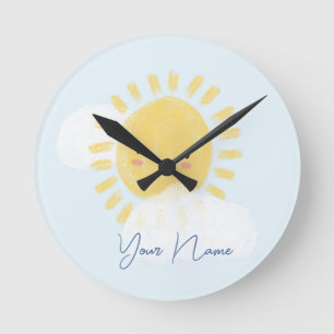 Reloj Redondo Mediano Baby Shower Sunshine personalizado de primer cumpl