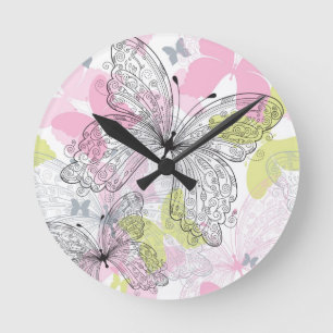 Reloj Redondo Mediano Background with butterfly