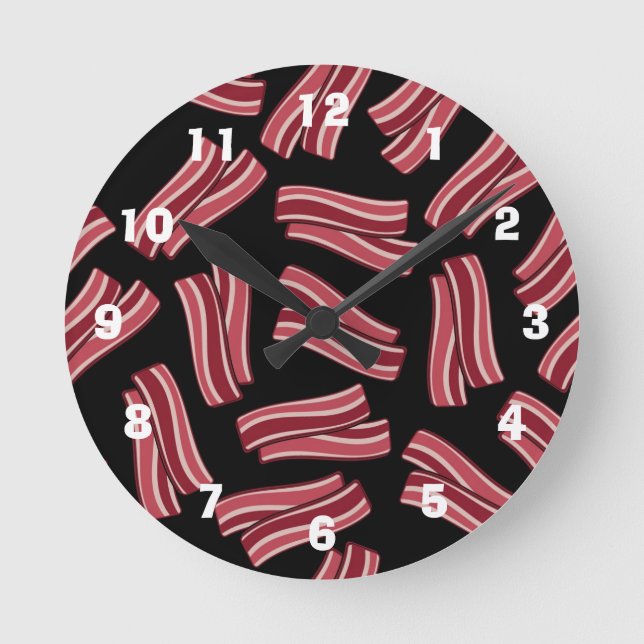 Reloj Redondo Mediano Bacon Strips Pattern (Anverso)