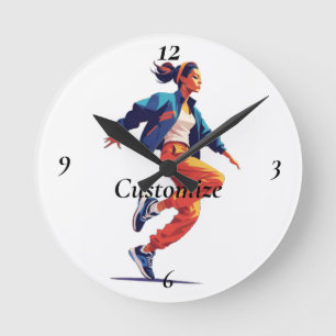 Reloj Redondo Mediano Bailarina de Hip Hop Thunder_Cove