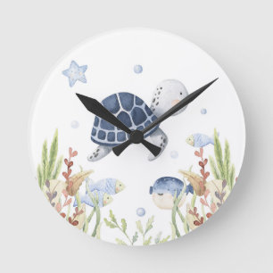 Reloj Redondo Mediano Bajo la decoración de la guardería, la tortuga