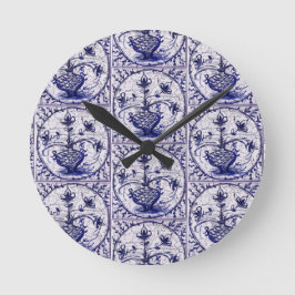 Reloj Redondo Mediano Baldosas antiguas del norte de Alemania, cerámica 